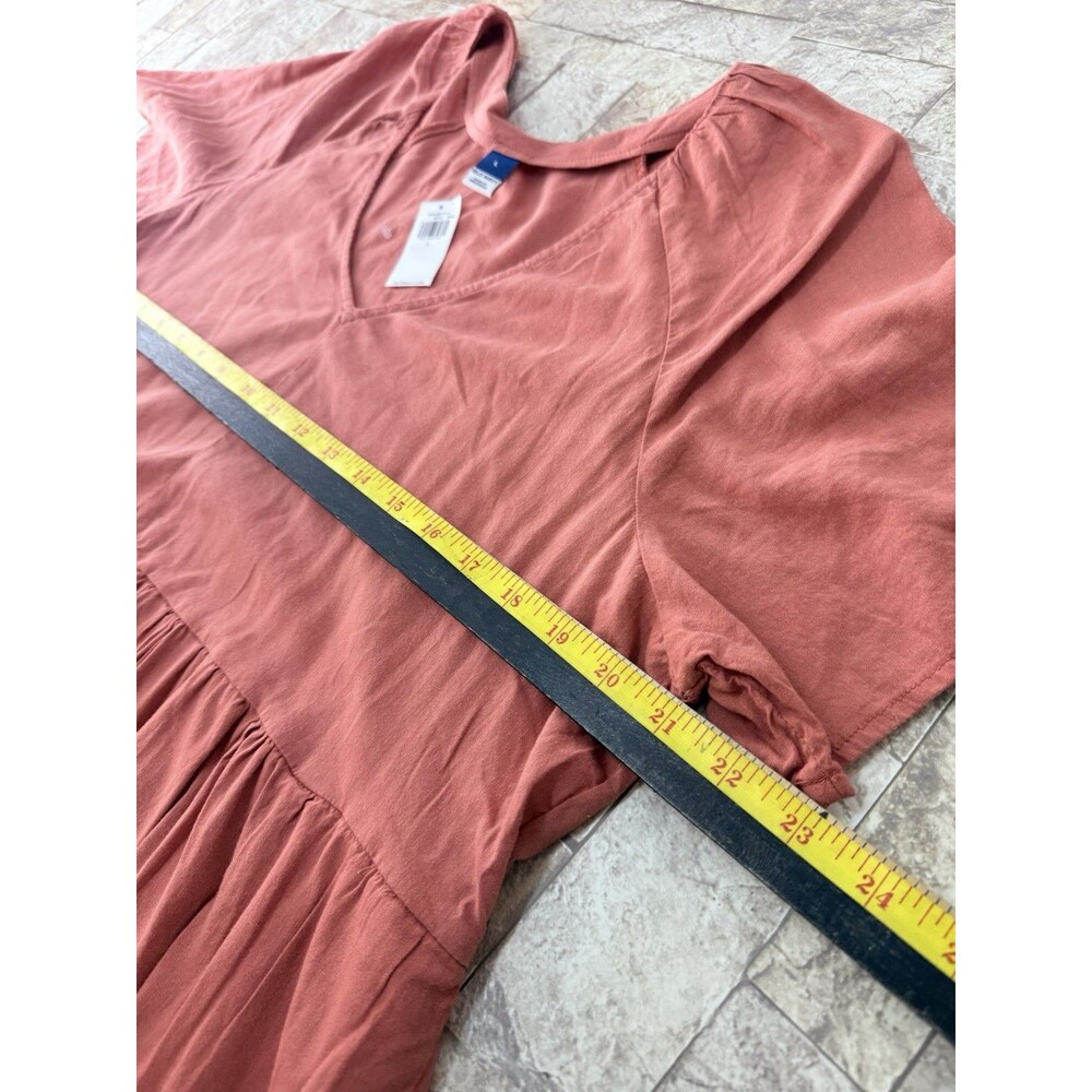 Old Navy Tiered Mini Swing Dress Large Short Sleeve V-Neck - Picture 8 of 11